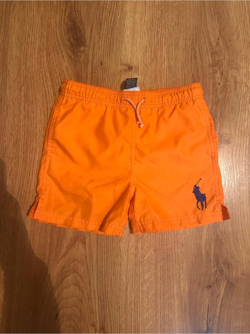 Polo by Ralph Lauren Bright Orange Boys Swim Trunks with Navy Pony